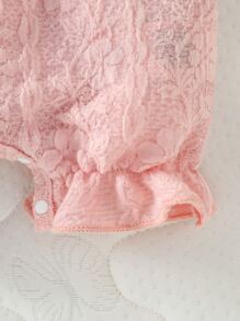 SHEIN Baby Girl Newborn Solid Ruffle Trim Romper