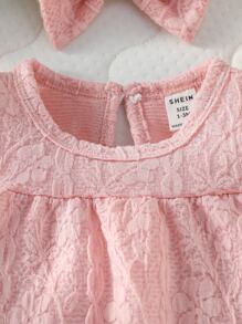 SHEIN Baby Girl Newborn Solid Ruffle Trim Romper