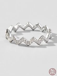 Nhẫn cưới bằng bạc trang trí bằng đá khối Zirconia - Bạc - Xem 1