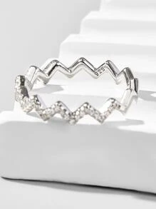 Nhẫn cưới bằng bạc trang trí bằng đá khối Zirconia - Bạc - Xem 2