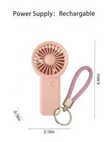 MEET SUN 1pc Rechargeable 500mAh Battery Portable Handheld 3-Speed Mini Fan With Wrist Strap - Pink - View 11
