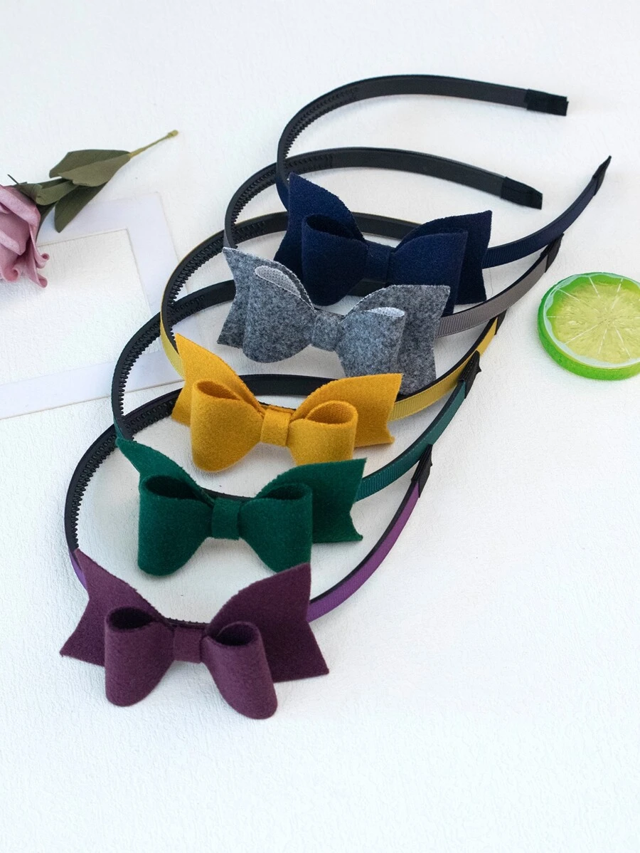 5入組小女童蝴蝶結裝飾髮箍