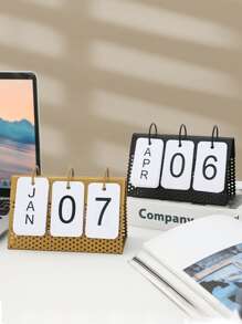 1pc Iron Decoration Craft, Modern Black Calendar Design Decoration Object For Home - Black - View 3