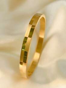 1 pieza Brazalete a cuadros dorado estilo simple de moda - Amarillo Oro - Ver 6