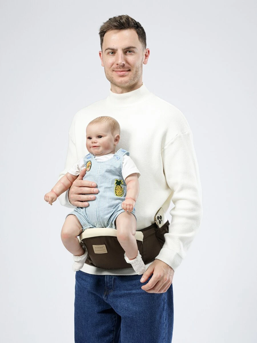 1入組字母圖形嬰兒臀部座椅 - 咖啡棕 - 查看 1