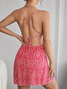 SHEIN PETITE Ditsy Floral Print Cami Short Summer Dress