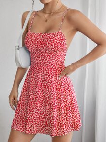 SHEIN PETITE Ditsy Floral Print Cami Short Summer Dress