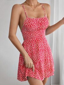 SHEIN PETITE Ditsy Floral Print Cami Short Summer Dress
