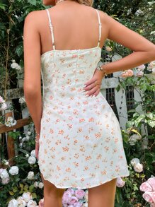 SHEIN WYWH 碎花前打結吊帶連衣裙 - 橘色 - 查看 2