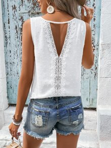 Breezaya Blouse sans manches dentelle ajouré