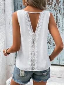 Breezaya Blouse sans manches dentelle ajouré