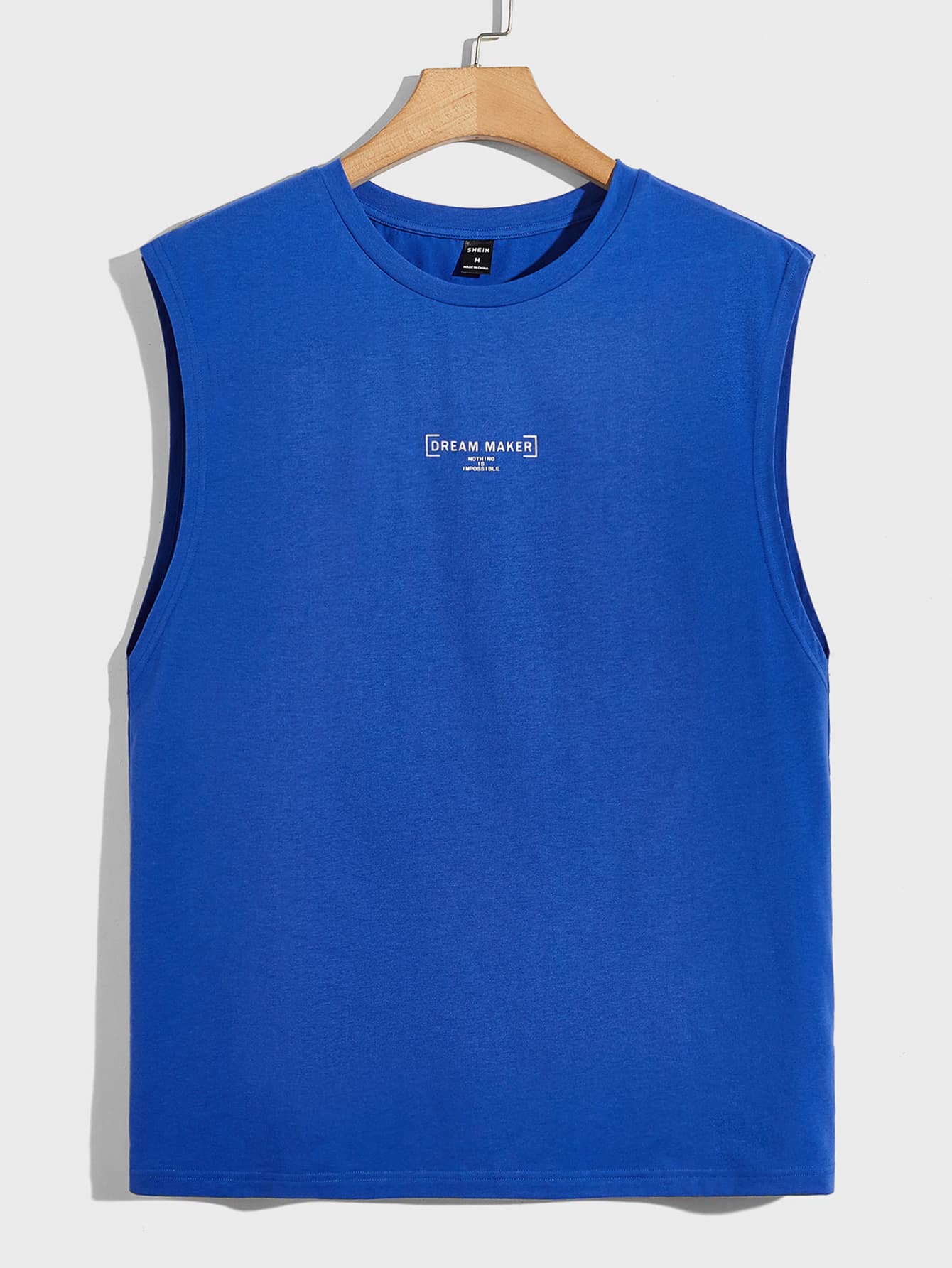 Manfinity RebelGame Hombres Top tank con estampado de letra - Azul - Ver 1