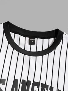 Manfinity VCAY Men Striped & Letter Graphic Tee - White - View 3