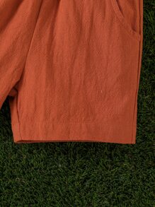 寶寶男孩度假休閒卡通圖案襯衫和純色短褲套裝 - 彩色 - 查看 6