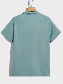 Manfinity Men Letter Graphic Polo Shirt - Mint Green - View 2