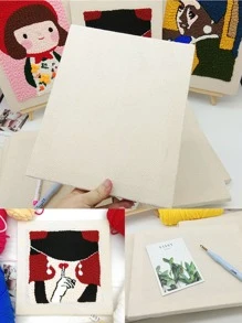 4 piezas Paño de costura unicolor con puntada cruzada liso para DIY - Beis - Ver 3