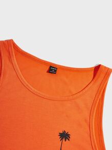 GENTILAND 男士椰子樹圖案背心上衣 - 橘色 - 查看 4