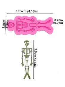1pc Skeleton Shaped DIY Silicone Mold - Pink - View 2