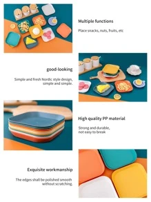 1pc Plastic Plain Plate - Blue - View 3