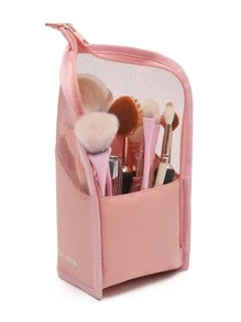 Pink Eyebrow Pencil Case Makeup Bag Make Up Organizer Makeup Storage Cosmetic Bag Makeup Pouch For Makeup Tools Makeup Brushes For Women Gifts Girl Gifts Girlfriend Gifts - Pink - View 1