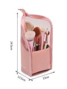 Pink Eyebrow Pencil Case Makeup Bag Make Up Organizer Makeup Storage Cosmetic Bag Makeup Pouch For Makeup Tools Makeup Brushes For Women Gifts Girl Gifts Girlfriend Gifts - Pink - View 3