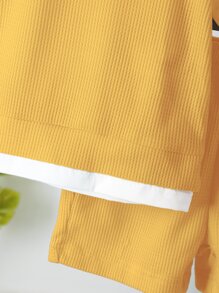 SHEIN Playful Pals 年輕男孩馬和人物刺繡2合1t恤和短褲和帽子