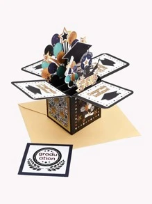 1 Giấy Thiệp Sáng Tạo Khẩu Hiệu Đồ Họa Tốt Nghiệp Nón Trang Trí Phước Lành Thẻ Tốt Nghiệp Làm Quà - màu đen - Xem 1