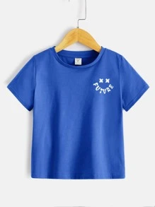 SHEIN Toddler Boys Letter Graphic Tee - Royal Blue - View 2