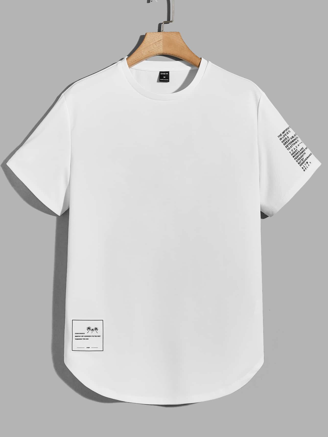 Manfinity BRENVOR Men Slogan Graphic Curved Hem Tee, Summer - White - View 1