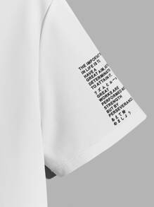 Manfinity BRENVOR Men Slogan Graphic Curved Hem Tee, Summer - White - View 3