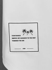 Manfinity BRENVOR Men Slogan Graphic Curved Hem Tee, Summer - White - View 4