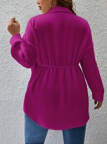 SHEIN Privé Camisa con diseño de cadena de hombros caídos - Morado Violeta - Ver 2