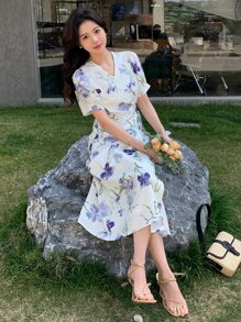 DAZY Đầm Thắt nút Trọn gói Hoa Boho - trắng - Xem 7