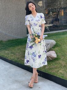 DAZY Đầm Thắt nút Trọn gói Hoa Boho - trắng - Xem 8