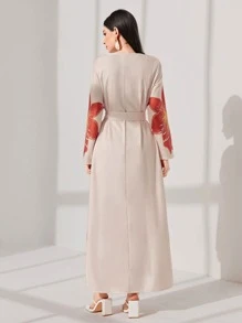 Al Najma Váy Ả Rập Hoa Khiêm tốn - Màu be - Xem 2