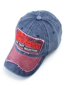 Hombres Gorra de béisbol con bordado de letra - Azul - Ver 2