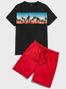 Manfinity VCAY Bộ hai mảnh Nam Dây kéo Túi Nhiệt đới Boho - Đỏ - Xem 1