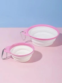 1入組可折疊寵物旅行碗適用於貓和狗狗適用於戶外 - 粉色 - 查看 1