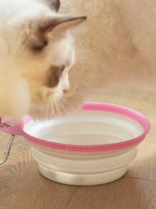 1入組可折疊寵物旅行碗適用於貓和狗狗適用於戶外 - 粉色 - 查看 2