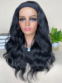 Synthetic Heat Resistant Wigs Headband Wig Long Body Wave Natural Color Wig 26 Inch For  Glueless Wig - Black - View 3