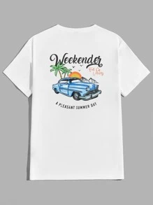 Manfinity RebelGame Men Car & Letter Graphic Tee - White - View 1