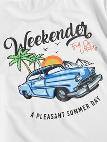 Manfinity RebelGame Men Car & Letter Graphic Tee - White - View 3