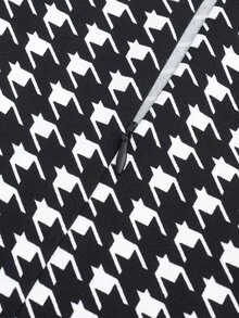 Houndstooth Print A-line Dress - Black and White - View 6