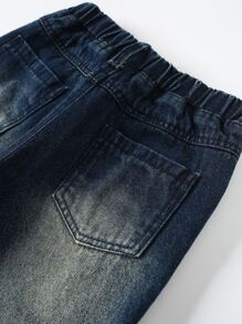 Toddler Boy Quần Shorts Denim Túi Bị tách Denim mùa giặt màu trơn - Rửa tối - Xem 5