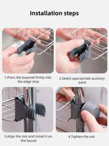 1 pieza Estante del grifo de acero inoxidable almacenamiento moderno liso para cocina - Plateado - Ver 4