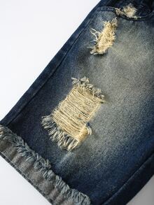 Toddler Boy Quần Shorts Denim Túi Bị tách Denim mùa giặt màu trơn - Rửa tối - Xem 6