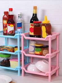 1pc Plastic Kitchen Storage Rack, Modernist Square Storage Rack For Kitchen