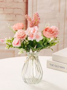 1pc Plastic Artificial Flower Bouquet, Cottagecore Artificial Flower Bundle For Home Decor - Pink - View 1