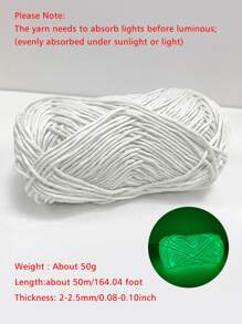 1skein Polyester DIY Knitting Yarn, Creative Glow In The Dark DIY Yarn For Home - White - View 2