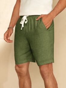 GENTILAND 男士腰部抽繩短褲 - 軍綠色 - 查看 5